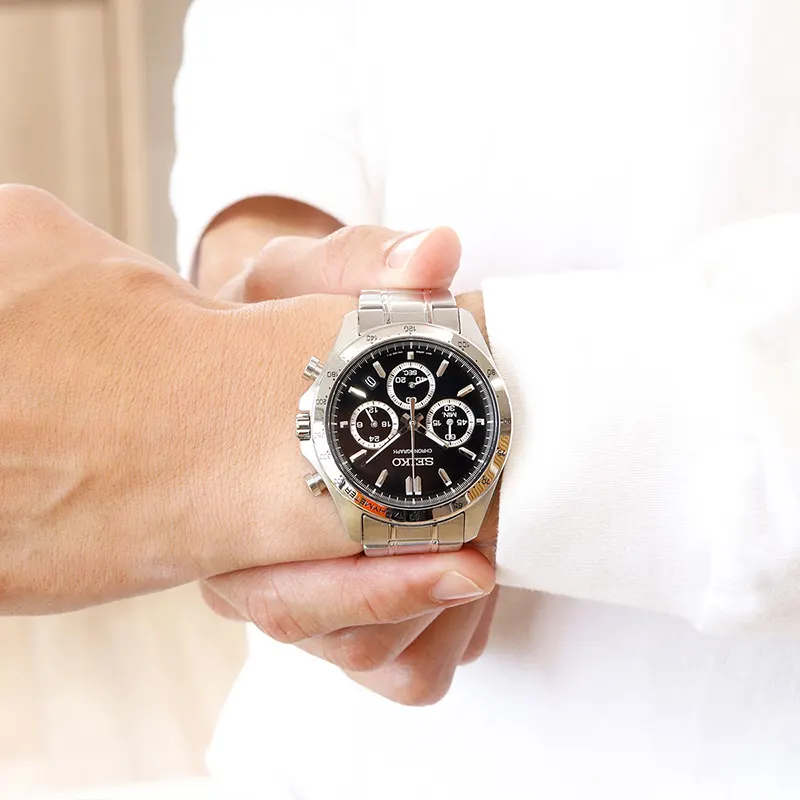 Seiko Spirit Chronograph Black Dial Silver-tone Men’s Watch- SBTR013